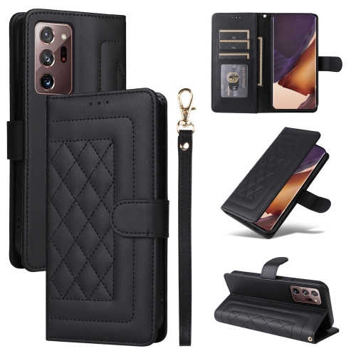 

For Samsung Galaxy Note20 Ultra Diamond Lattice Leather Flip Phone Case(Black)