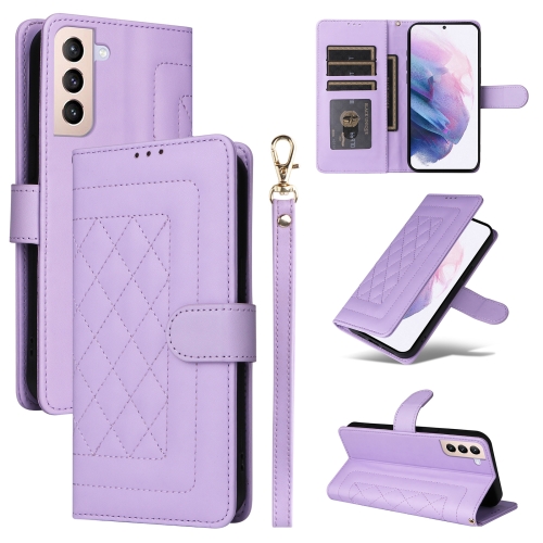 

For Samsung Galaxy S21+ 5G Diamond Lattice Leather Flip Phone Case(Light Purple)