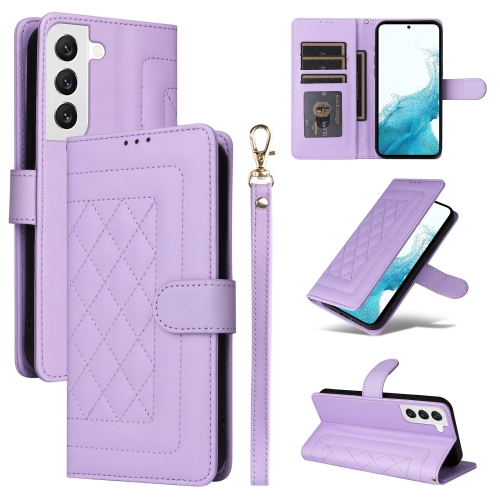 

For Samsung Galaxy S22 5G Diamond Lattice Leather Flip Phone Case(Light Purple)