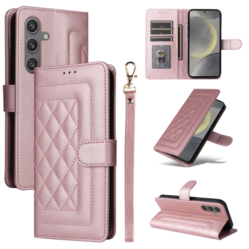 

For Samsung Galaxy S24+ 5G Diamond Lattice Leather Flip Phone Case(Rose Gold)