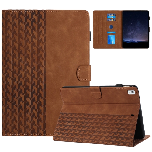 

For iPad 10.2 2021 / Air 10.5 Building Blocks Embossed Leather Smart Tablet Case(Brown)