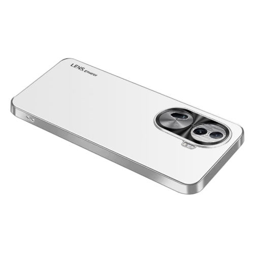 

For OPPO Reno11 Pro Global AG Frosted Electroplating Acrylic Phone Case(Silver White)