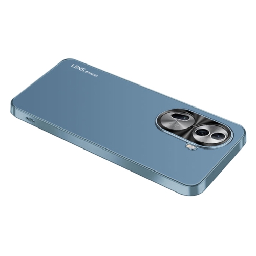 

For OPPO Reno11 Global AG Frosted Electroplating Acrylic Phone Case(Navy Blue)