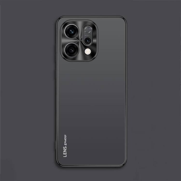 

For OPPO Reno14 Global AG Frosted Electroplating Acrylic Phone Case(Black)