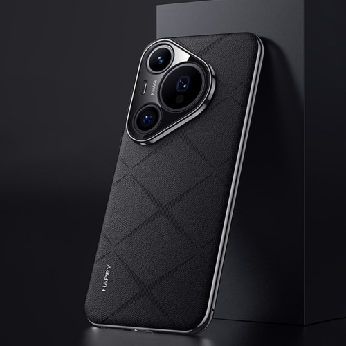 

For Huawei Pura 70 Pro / Pro+ Plain Leather PC Phone Case(Black)
