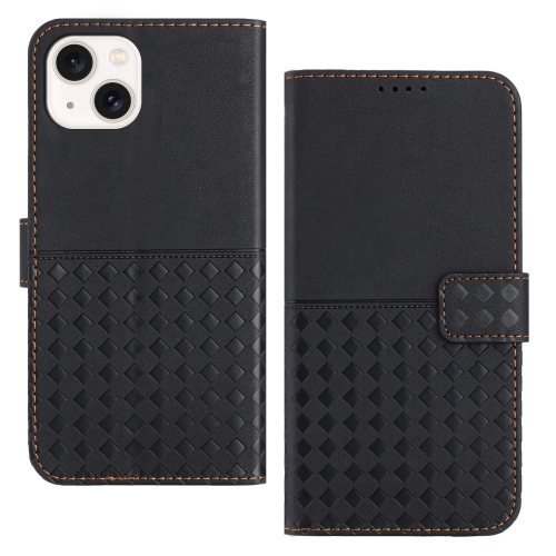 

For iPhone 15 Woven Embossed RFID Blocking Leather Phone Case(Black)