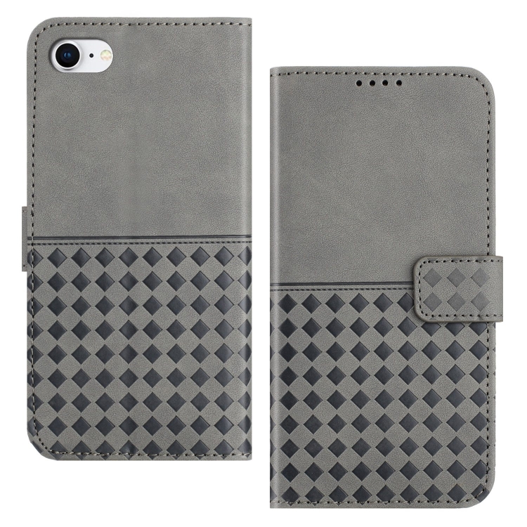 

For iPhone SE 2022 / 7 / 8 Woven Embossed RFID Blocking Leather Phone Case(Grey)