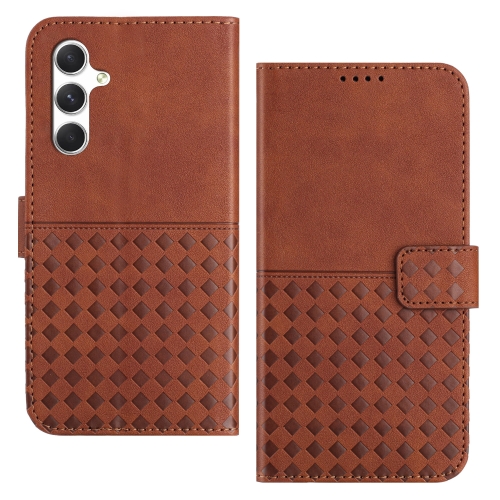 

For Samsung Galaxy A55 5G Woven Embossed RFID Blocking Leather Phone Case(Brown)