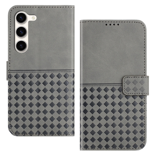

For Samsung Galaxy S23+ 5G Woven Embossed RFID Blocking Leather Phone Case(Grey)