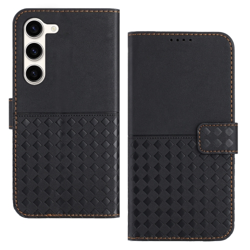 

For Samsung Galaxy S23+ 5G Woven Embossed RFID Blocking Leather Phone Case(Black)