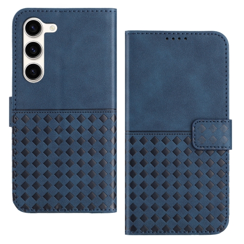 

For Samsung Galaxy S23 5G Woven Embossed RFID Blocking Leather Phone Case(Blue)