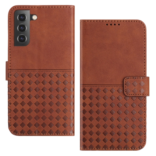 

For Samsung Galaxy S21 5G Woven Embossed RFID Blocking Leather Phone Case(Brown)