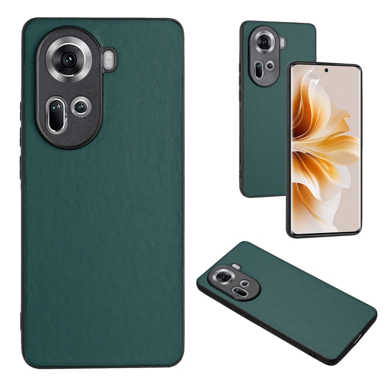 

For OPPO Reno11 Global R20 Leather Pattern Phone Single Case(Green)
