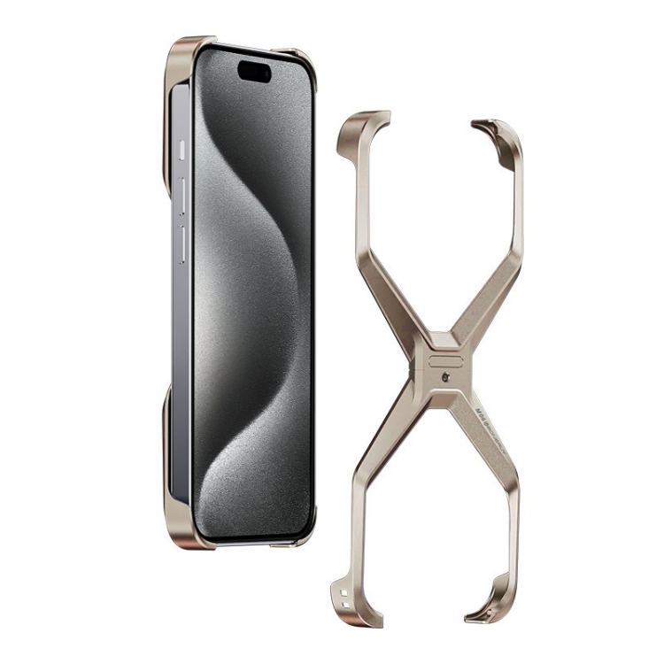 

For iPhone 15 Pro Frameless X-shaped Metal Phone Case(Silver)