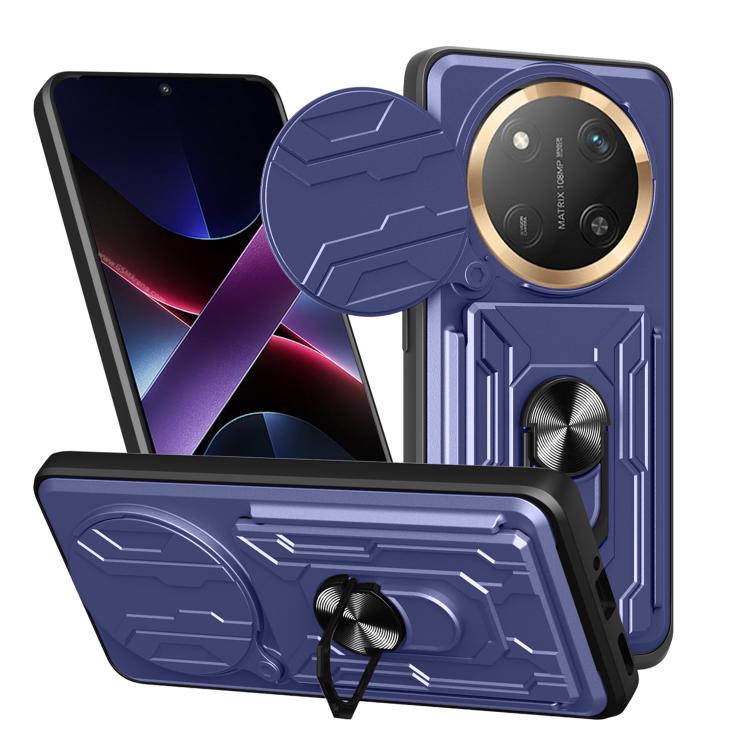 

For Honor X60 Pro / X9c Sliding Camshield TPU+PC Phone Case with Card Slot(Blue)