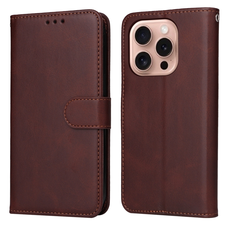 

For iPhone 16 Pro Classic Calf Texture Flip Leather Phone Case(Brown)