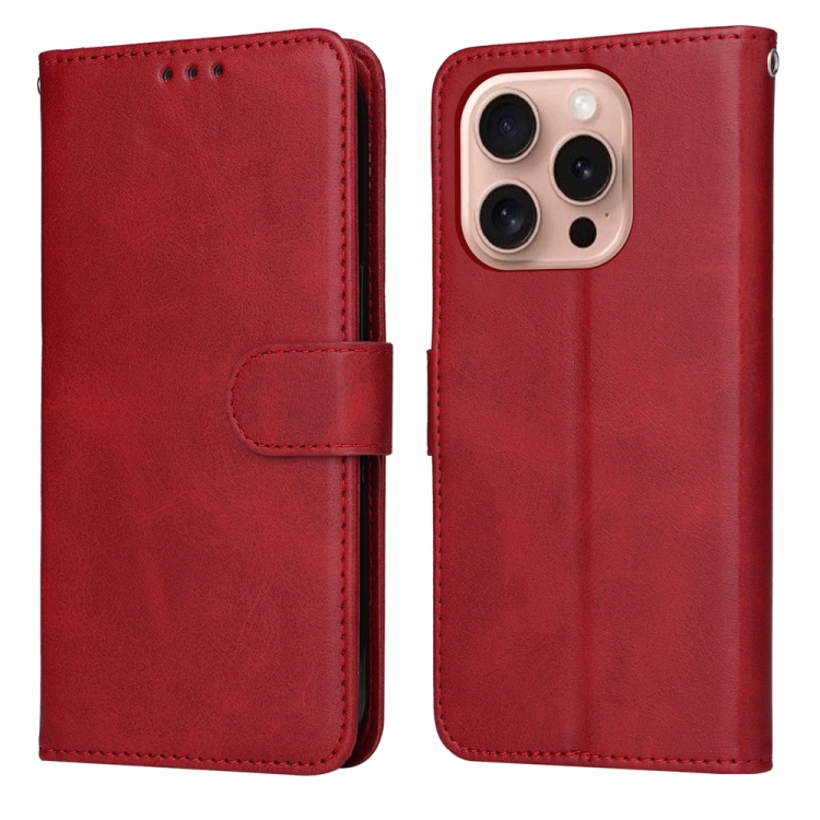 

For iPhone 16 Pro Classic Calf Texture Flip Leather Phone Case(Red)