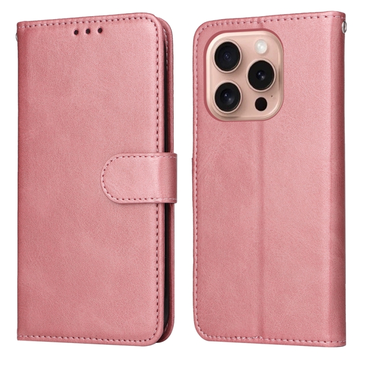 

For iPhone 16 Pro Classic Calf Texture Flip Leather Phone Case(Rose Gold)