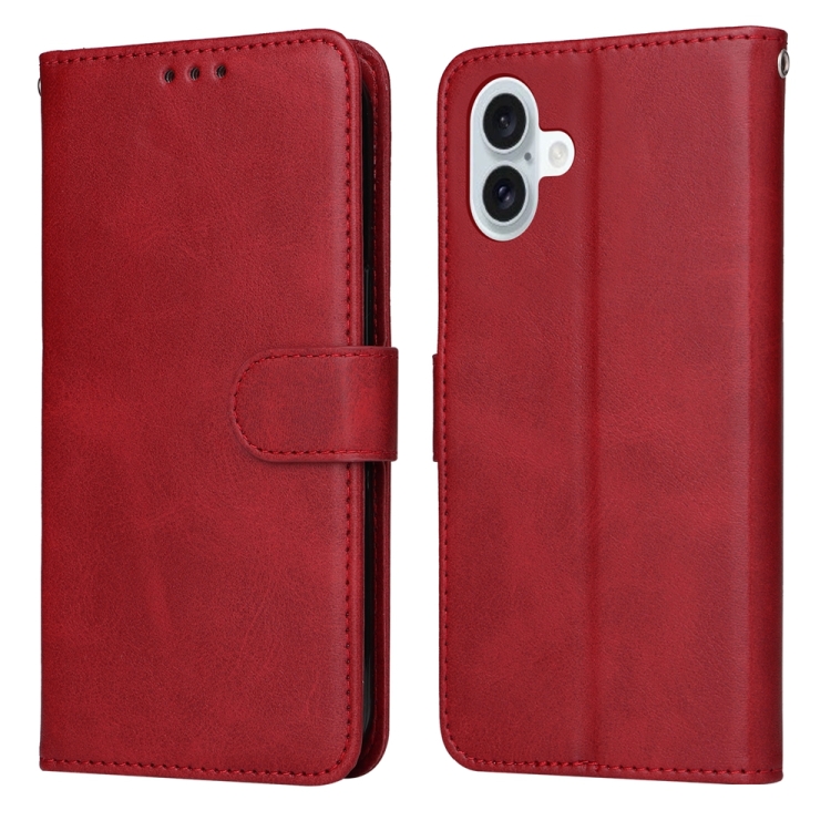 

For iPhone 16 Plus Classic Calf Texture Flip Leather Phone Case(Red)