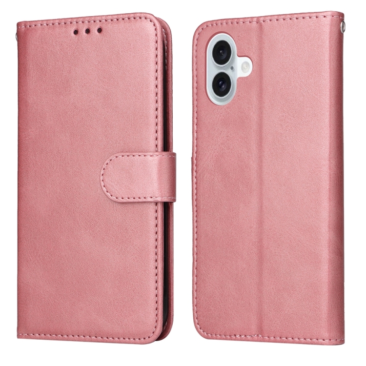 

For iPhone 16 Plus Classic Calf Texture Flip Leather Phone Case(Rose Gold)