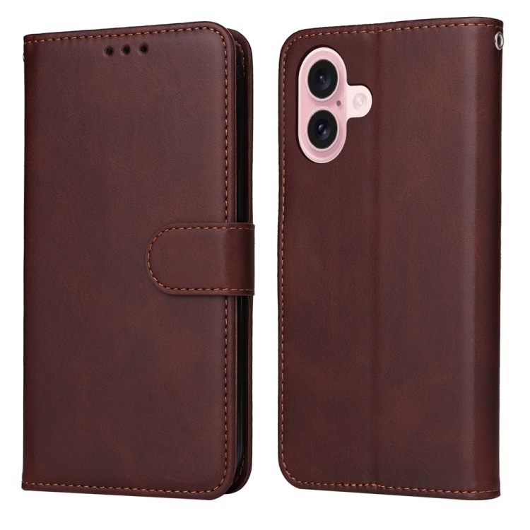

For iPhone 16 Classic Calf Texture Flip Leather Phone Case(Brown)
