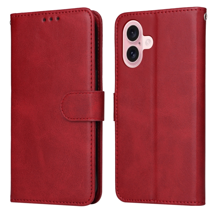 

For iPhone 16 Classic Calf Texture Flip Leather Phone Case(Red)