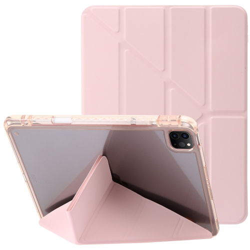 

For iPad Pro 11 2024 Clear Acrylic Deformation Leather Tablet Case(Pink)