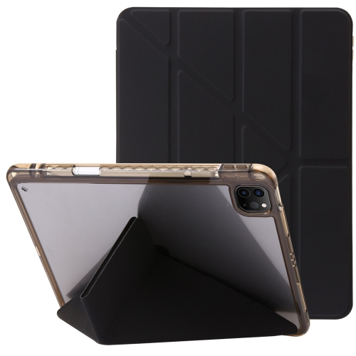 

For iPad Pro 13 2024 Clear Acrylic Deformation Leather Tablet Case(Black)