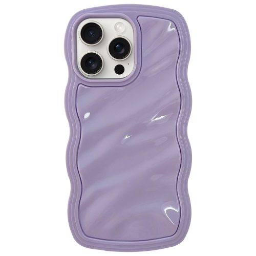 

For iPhone 15 Pro Solid Color Waves PC Hybrid TPU Phone Case(Purple)