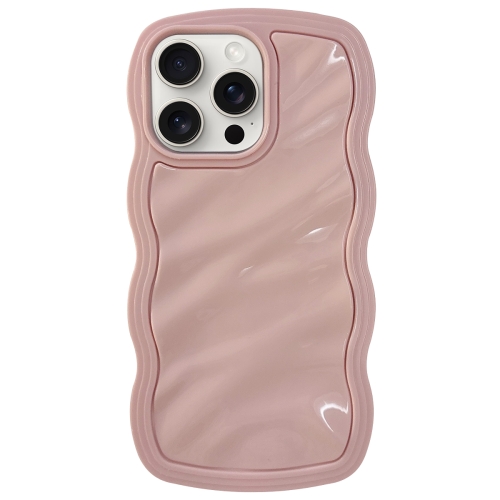 

For iPhone 15 Pro Solid Color Waves PC Hybrid TPU Phone Case(Pink)