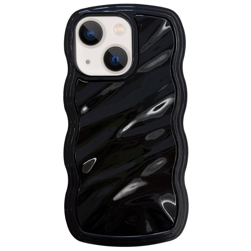 

For iPhone 13 Solid Color Waves PC Hybrid TPU Phone Case(Black)