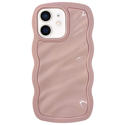

For iPhone 12 Solid Color Waves PC Hybrid TPU Phone Case(Pink)