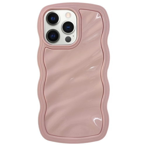 

For iPhone 12 Pro Max Solid Color Waves PC Hybrid TPU Phone Case(Pink)
