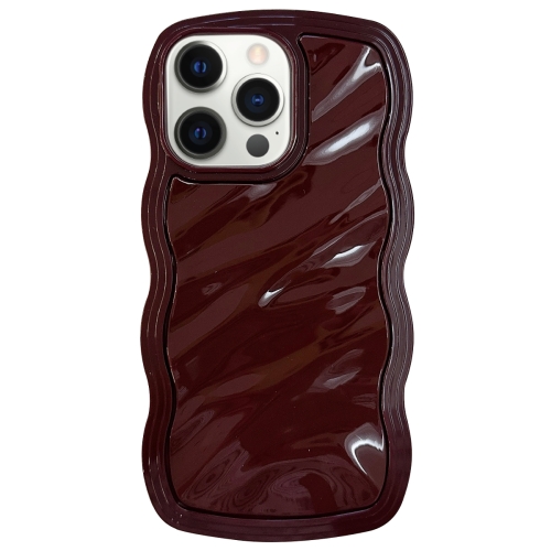 

For iPhone 12 Pro Solid Color Waves PC Hybrid TPU Phone Case(Wine Red)