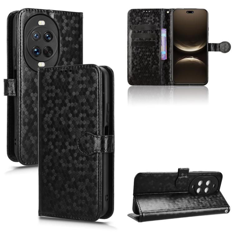 

For Huawei nova 14 Ultra Honeycomb Dot Texture Leather Phone Case(Black)