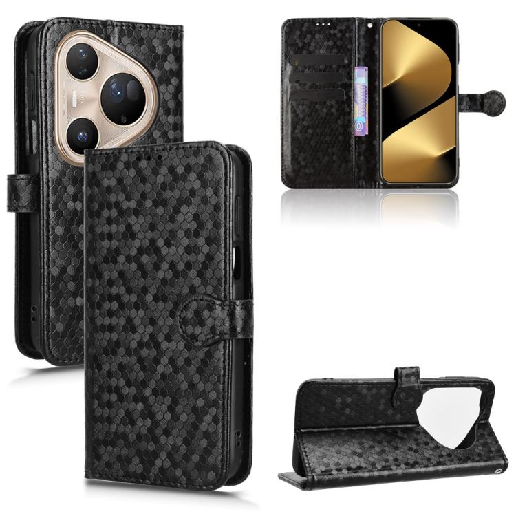 

For Huawei Pura 80 Ultra 5G Honeycomb Dot Texture Leather Phone Case(Black)