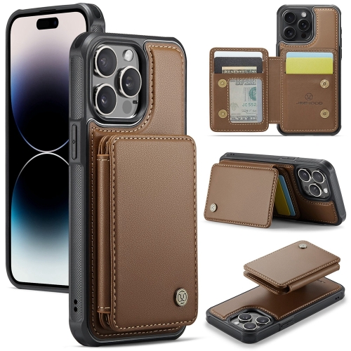 

For iPhone 14 Pro JEEHOOD J05 Business Magnetic Style RFID Leather Phone Case(Brown)