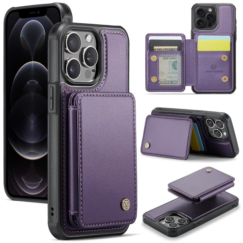 

For iPhone 12 Pro Max JEEHOOD J05 Business Magnetic Style RFID Leather Phone Case(Purple)