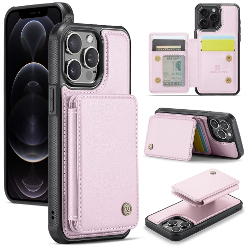 

For iPhone 12 Pro Max JEEHOOD J05 Business Magnetic Style RFID Leather Phone Case(Pink)