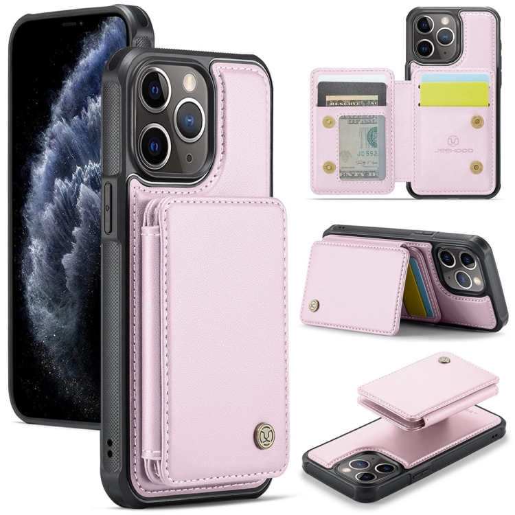 

For iPhone 11 Pro JEEHOOD J05 Business Magnetic Style RFID Leather Phone Case(Pink)