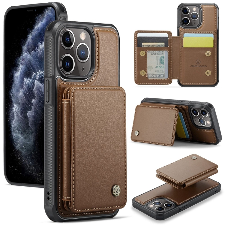 

For iPhone 11 Pro JEEHOOD J05 Business Magnetic Style RFID Leather Phone Case(Brown)