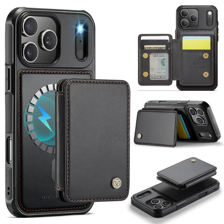 

For iPhone 17 Pro Max JEEHOOD J05 Business Magnetic Style RFID Leather Phone Case(Black)