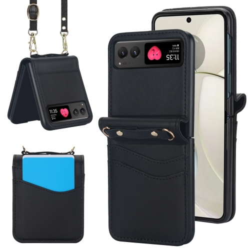 

For Motorola Razr 40 Dual Card Slots Folding Phone Case(Black)