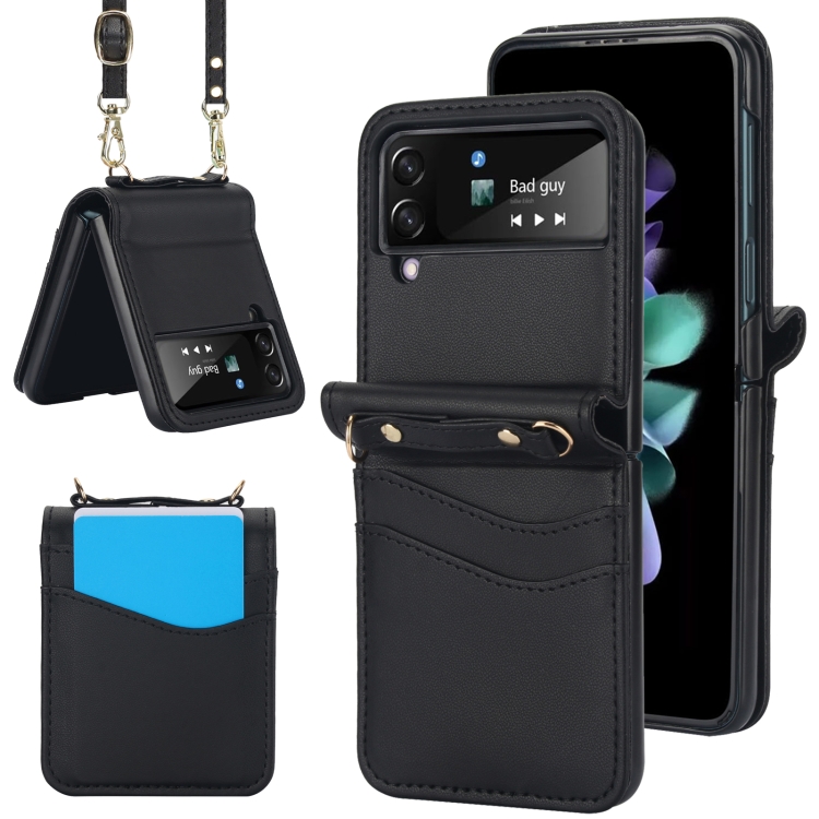 

For Samsung Galaxy Z Flip4 Dual Card Slots Folding Phone Case(Black)