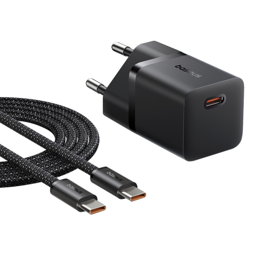 

Baseus GaN5 25W mini USB-C / Type-C Gallium Nitride Fast Charger with 1m Type-C Cable, EU Plug(Cluster Black)