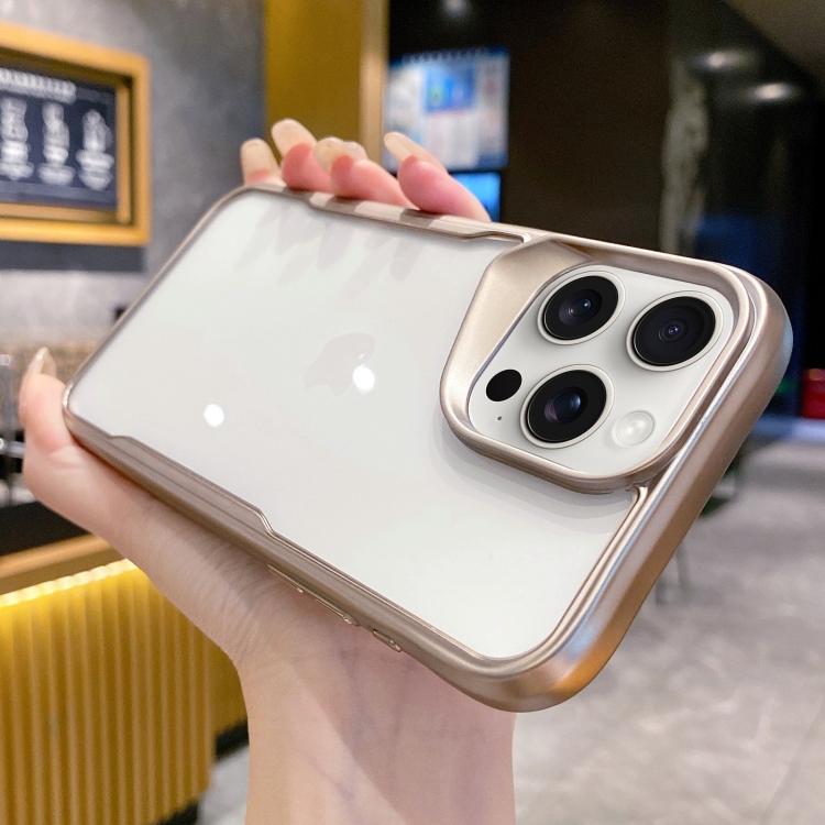 

For iPhone 15 Pro Max Electroplating TPU Frame Hybrid PC Phone Case(Gold)