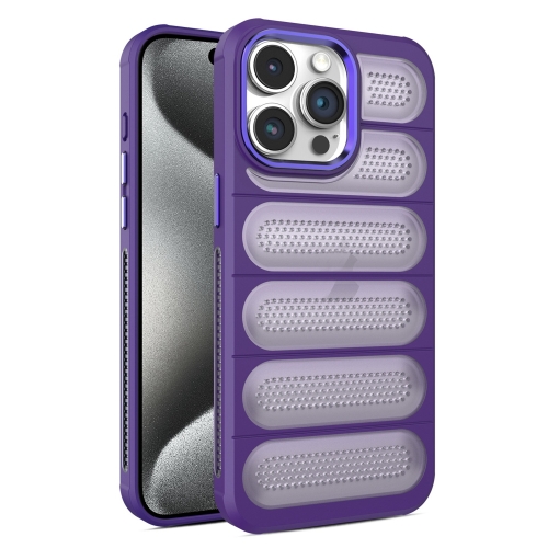 For iPhone 15 Pro Max Cooling Armor Translucent Mesh Breathable Phone Case(Purple) computer ergonomic office chairs footrest swivel rolling comfortable armchair mesh gaming chair desk silla oficina furnitures