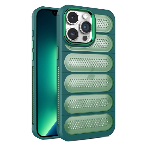 

For iPhone 13 Pro Max Cooling Armor Translucent Mesh Breathable Phone Case(Green)