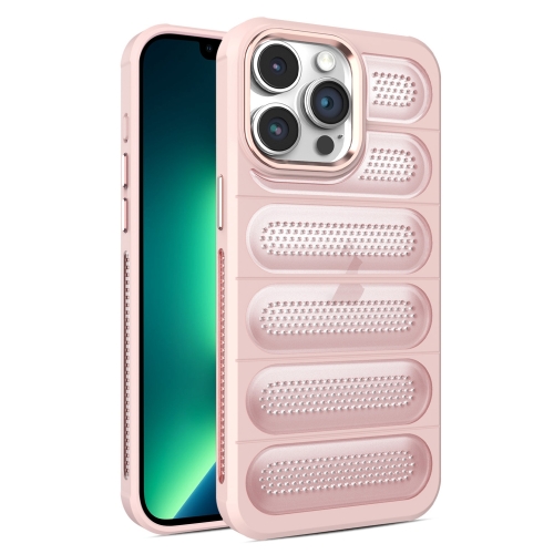 

For iPhone 13 Pro Cooling Armor Translucent Mesh Breathable Phone Case(Pink)