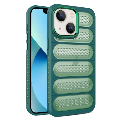 For iPhone 13 Cooling Armor Translucent Mesh Breathable Phone Case(Green)